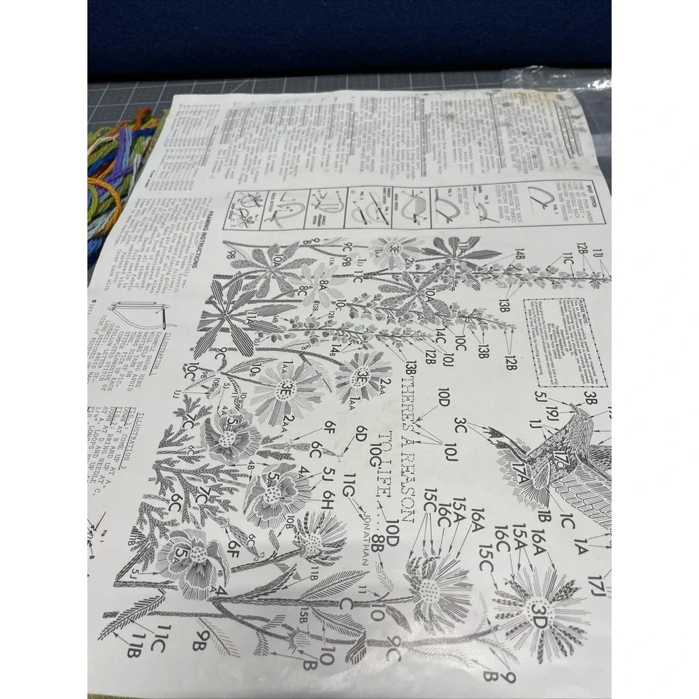 Paragon Needlecraft Crewel Stitchery There's A Reason Picture 16x20 885 NOS
